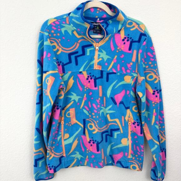 Chubbies Mens Apres Party Quarter 1/4 Zip Pullover Jacket Size S Fleece Blue - Picture 1 of 8